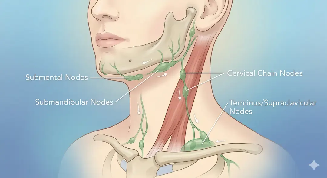 An image showing the facial lymph nodes.