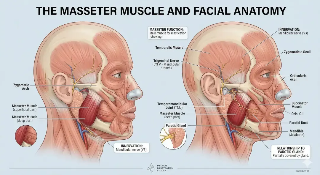 An image showing the massetter muscle.